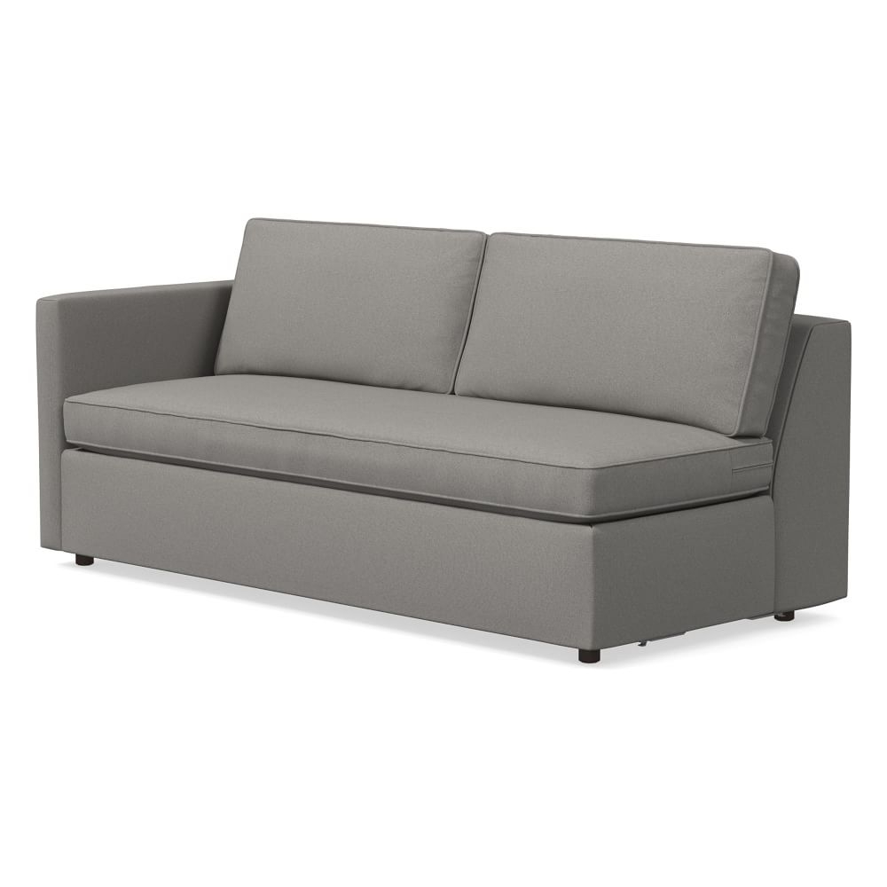Harris Petite Left Arm 75" Sofa Bench, Poly, Performance Washed Canvas, Storm Gray, Concealed Supports - Image 0