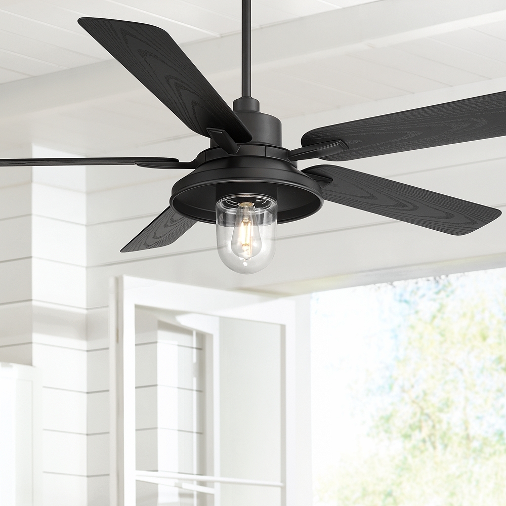 60" Casa Vieja Ridgeline Matte Black Barn LED Outdoor Ceiling Fan - Image 0