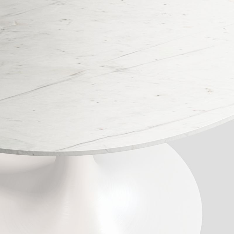 Nero 48" Round White Marble Dining Table with White Base - Image 1