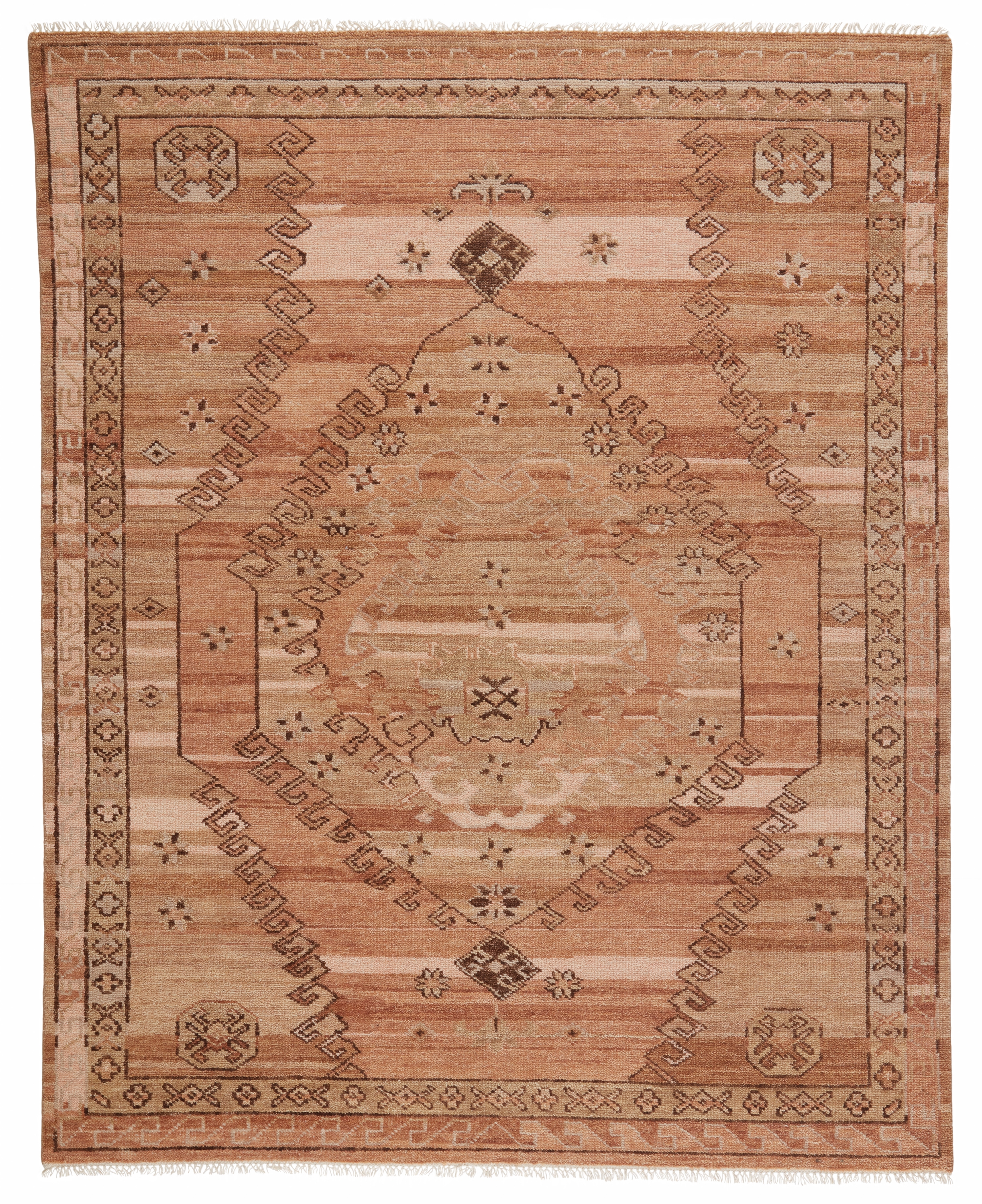 Ziba Hand-Knotted Medallion Blush/ Beige Area Rug (6'X9') - Image 0