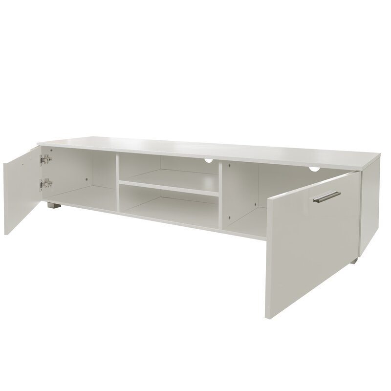 TV Stand with 2 Storage Cabinets, White - Image 2