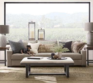 Turner Square Arm Leather Sofa, Down Blend Wrapped Cushions, Churchfield Camel - Image 2