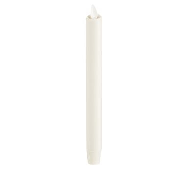 Premium Flickering Flameless Wax Taper Candle, Single, 8" - White - Image 0