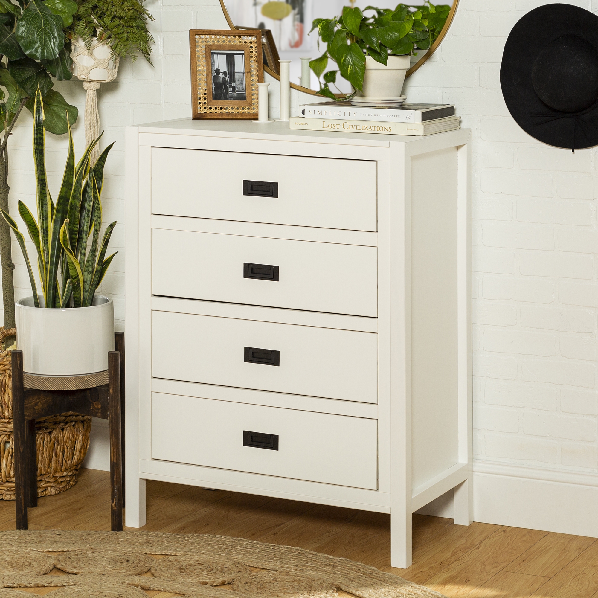 Lydia 40" Classic Solid Wood 4 Drawer Chest - White - Image 4