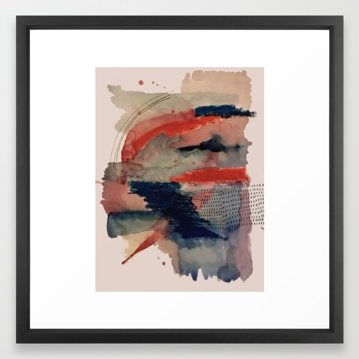 Independent: A Red And Blue Abstract Watercolor Framed Art Print by Alyssa Hamilton Art - Vector Black - MEDIUM (Gallery)-22x22 - Image 0