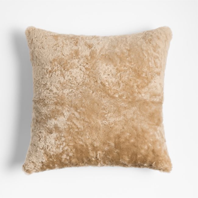 Malmo Shearling 20x20 Camel Tan Throw Pillow Cover - Image 0