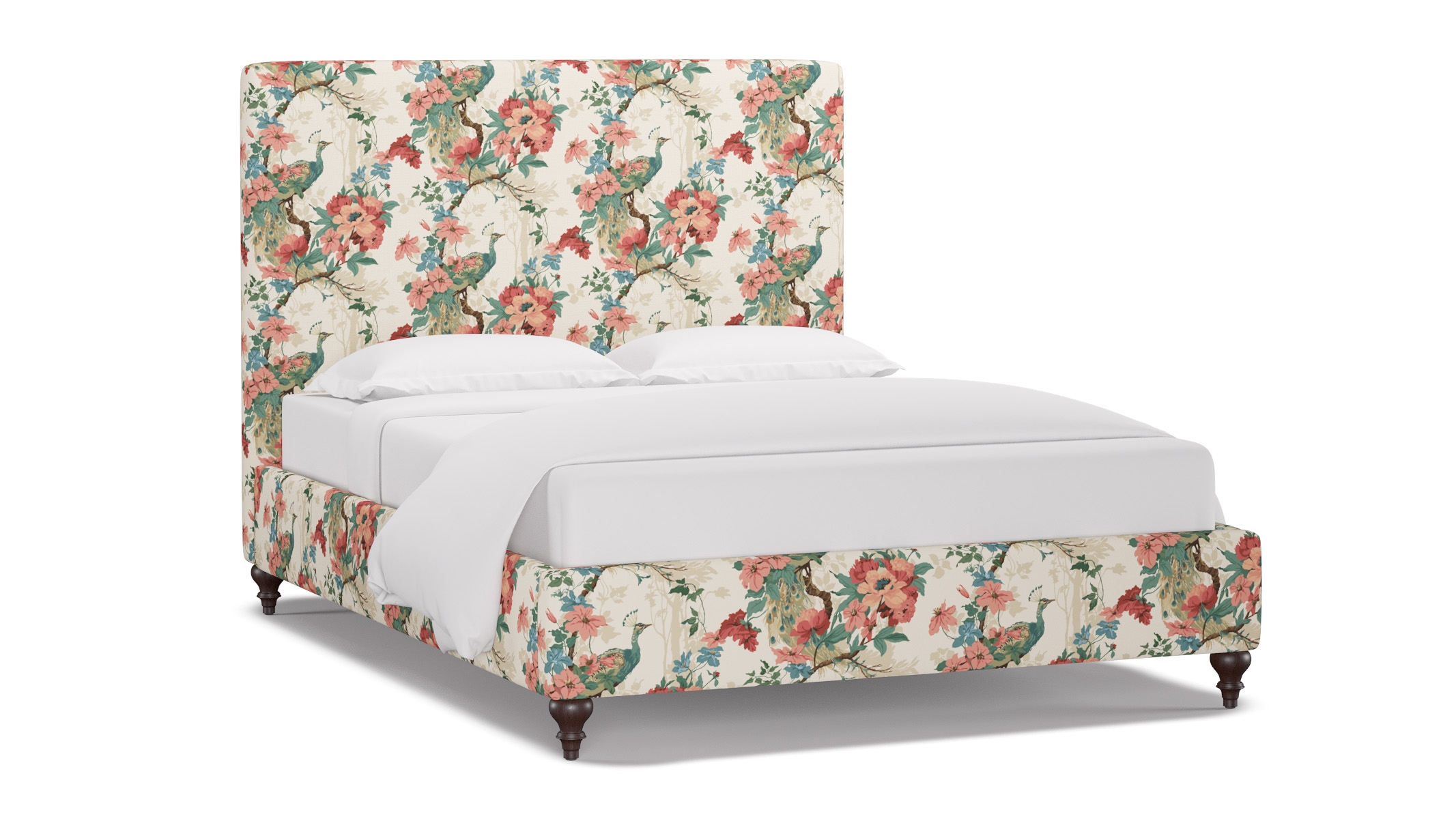 Classic Bed, Rose Peacock Park, Espresso Traditional Turned Leg, Queen - Image 1