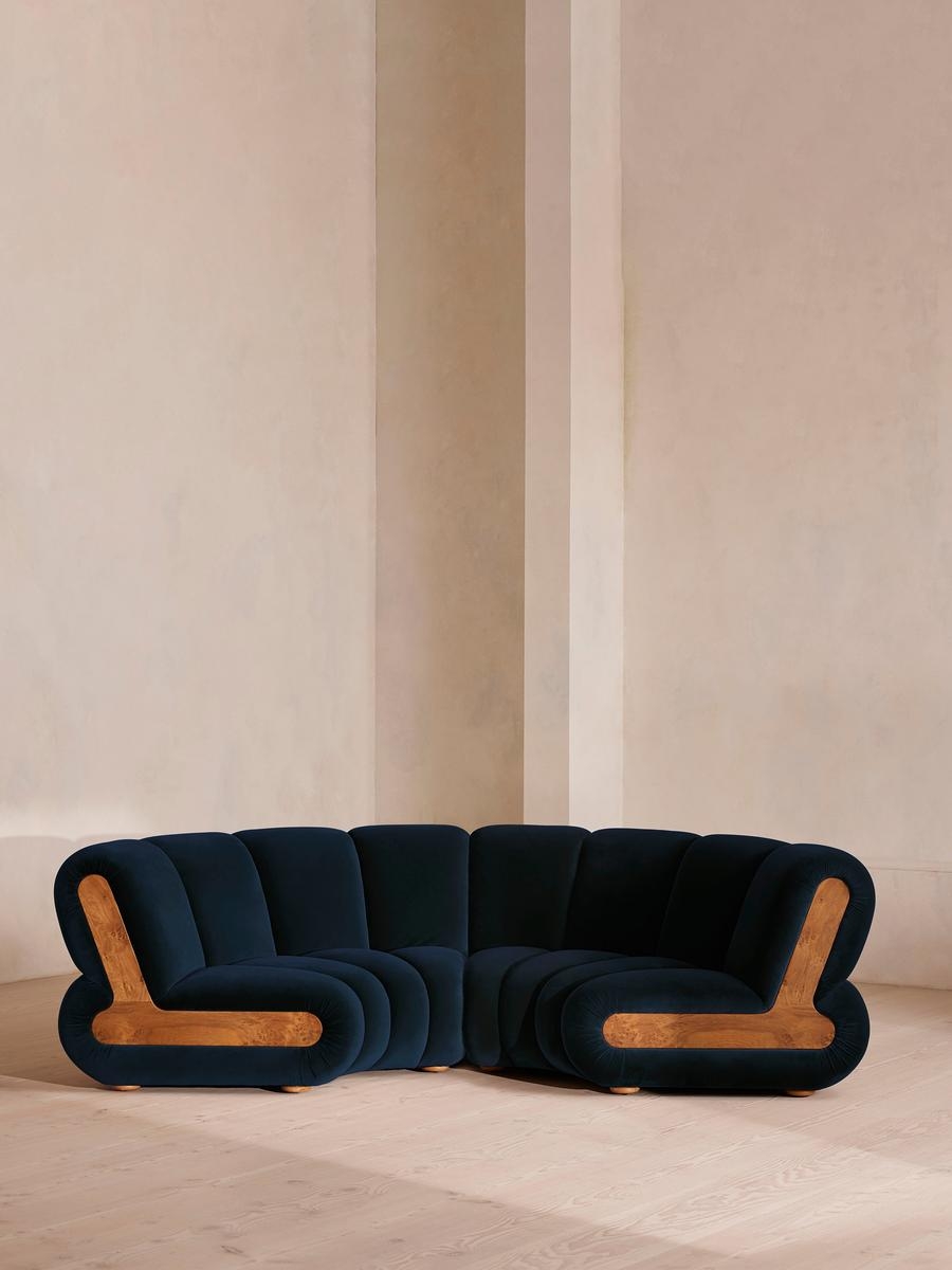 Noelle Sectional Curved Sofa, Four Seater, Velvet, Royal Blue, US - Image 0