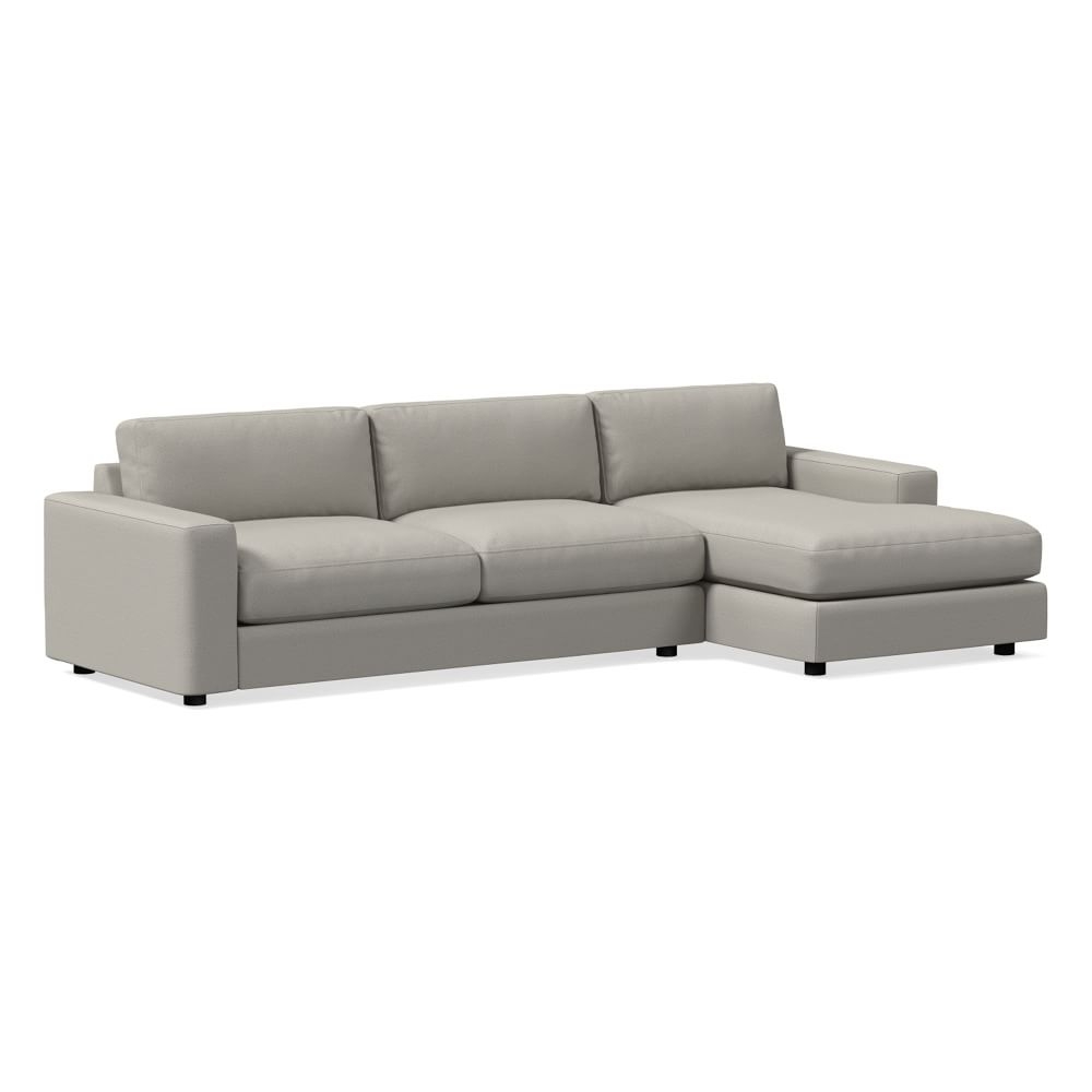 Urban 116" Right 2-Piece Chaise Sectional, Performance Basket Slub, Pearl Gray, Poly-Fill - Image 0