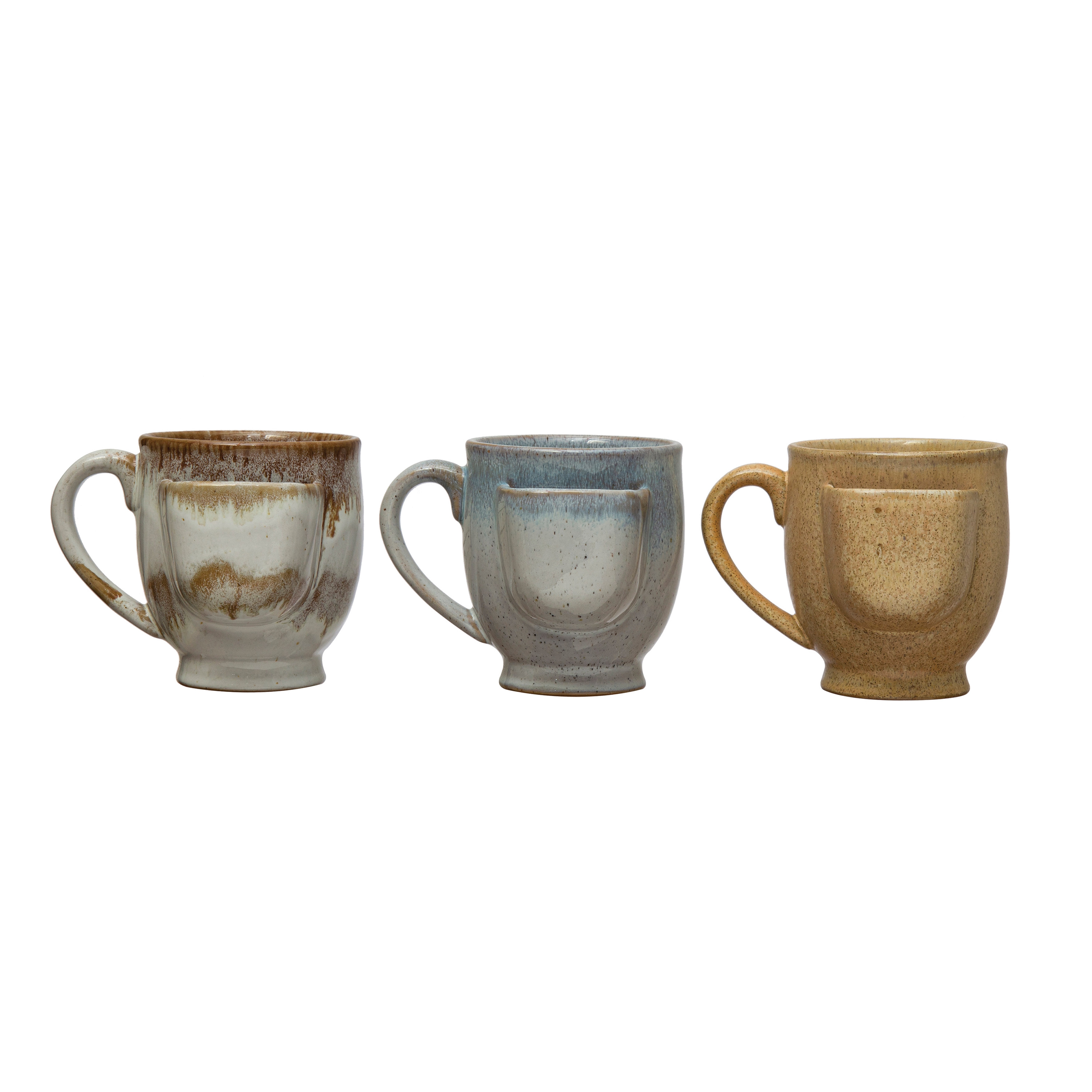 Stoneware Mug with Tea Bag Holder, Set of 3 Colors, Reactive Glaze - Image 0