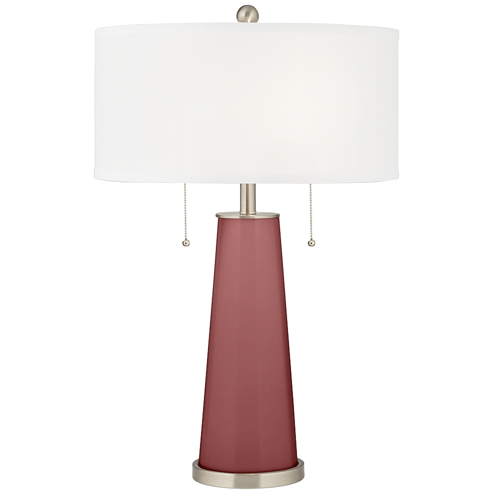 Color Plus Peggy 29 3/4" High Toile Red Glass Table Lamp - Image 0