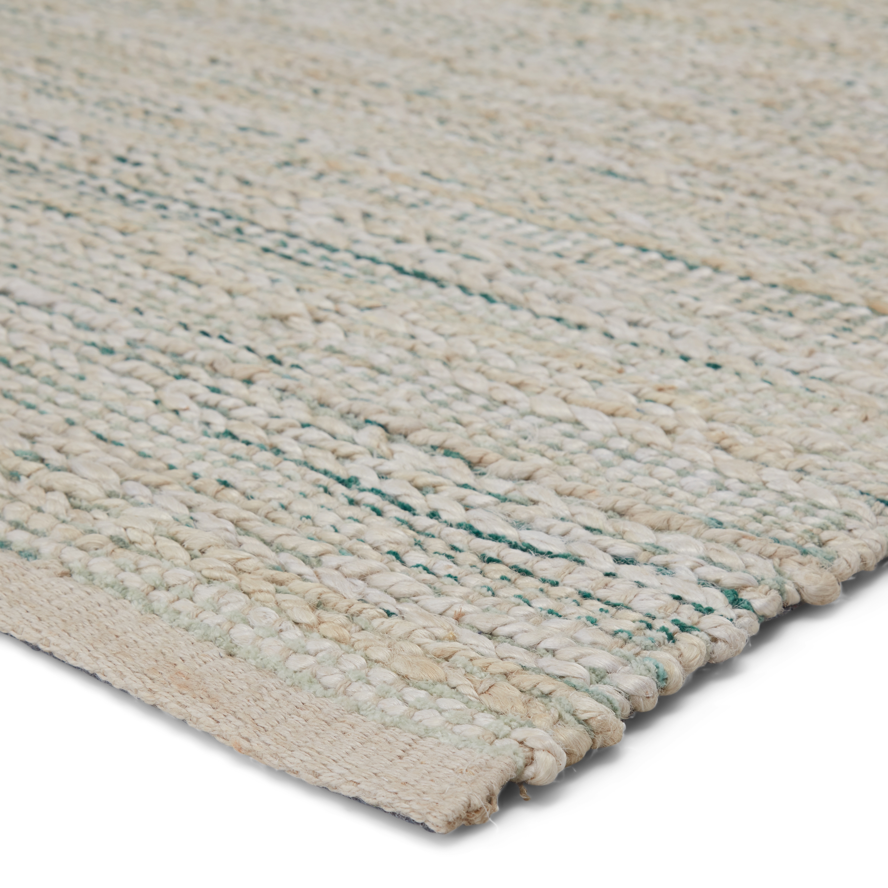 Canterbury Natural Stripe White/ Turquoise Area Rug (8' X 10') - Image 1