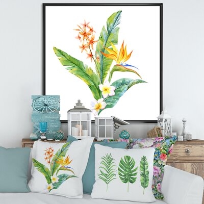 Tropical Yellow Flowers With Green Leaves I - Traditional Canvas Wall Art Print-FDP37128 - Image 0