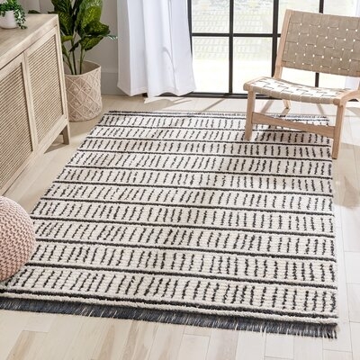 Well Woven Maya Viho Geometric Stripes Ivory Textured Pile Area Rug - Image 0