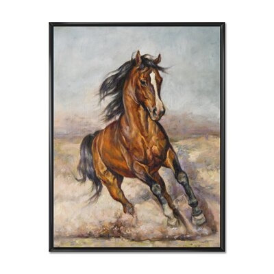 Painting Of A Horse In The Race - Farmhouse Canvas Wall Art Print - Image 0