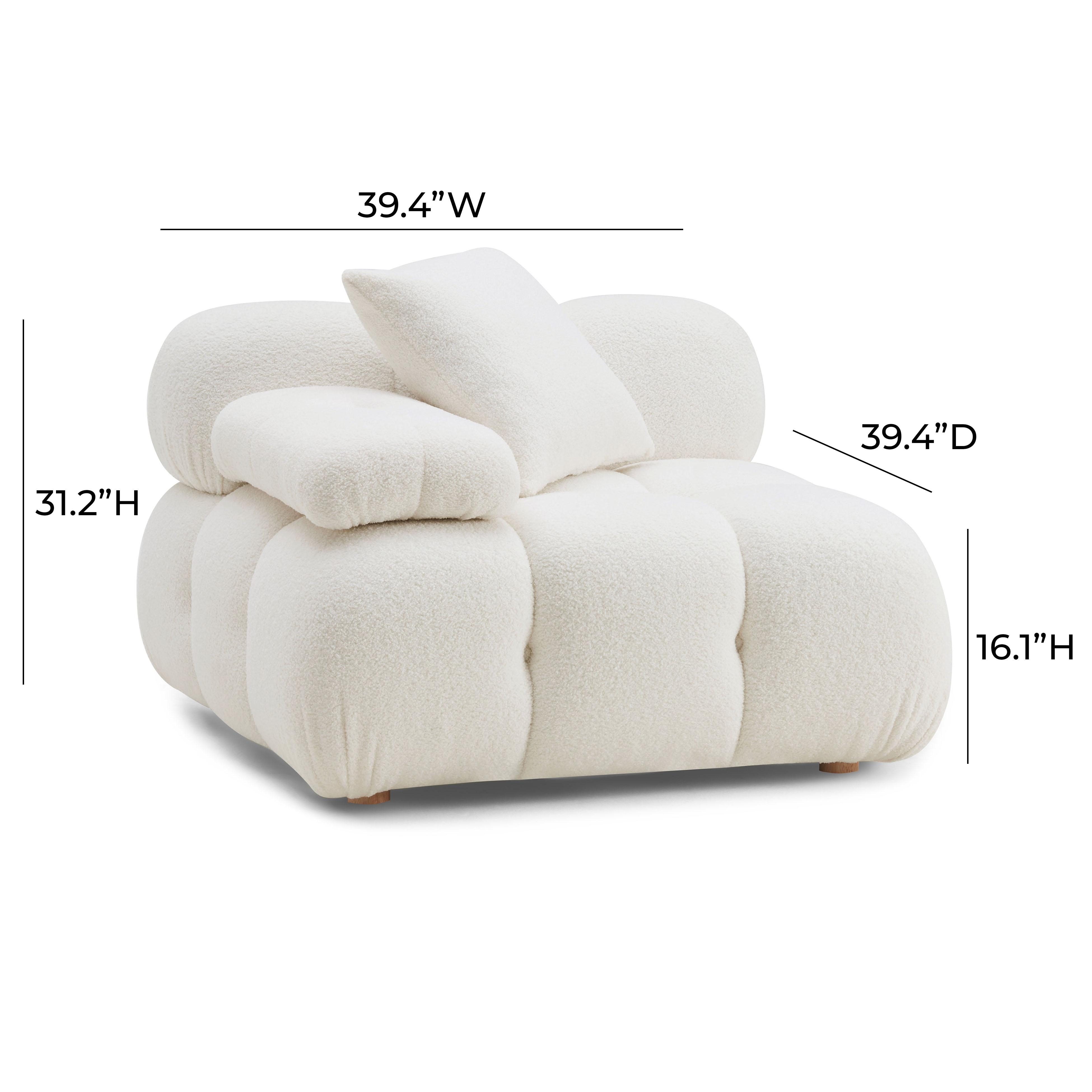 Calliope Cream Vegan Shearling Modular Corner Chair - Image 6