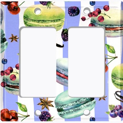 Metal Light Switch Plate Outlet Cover (Colorful Macaron Treat Purple Green  - Double Rocker) - Image 0
