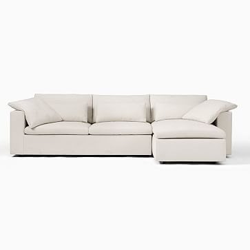 Harmony Modular Sectional Set 11: Petite Left Arm Sofa, Petite Right Arm Chaise, Down, Performance Twill, Stone, Concealed Supports - Image 2