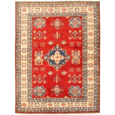 One-of-a-Kind Hypoluxo Hand-Knotted 2010s Gazni Yellow/Red 5'2" x 6'10" Wool Area Rug - Image 0