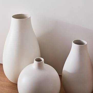 Pure White Ceramic Vase, Oversized Ball 17.1"H - Image 1