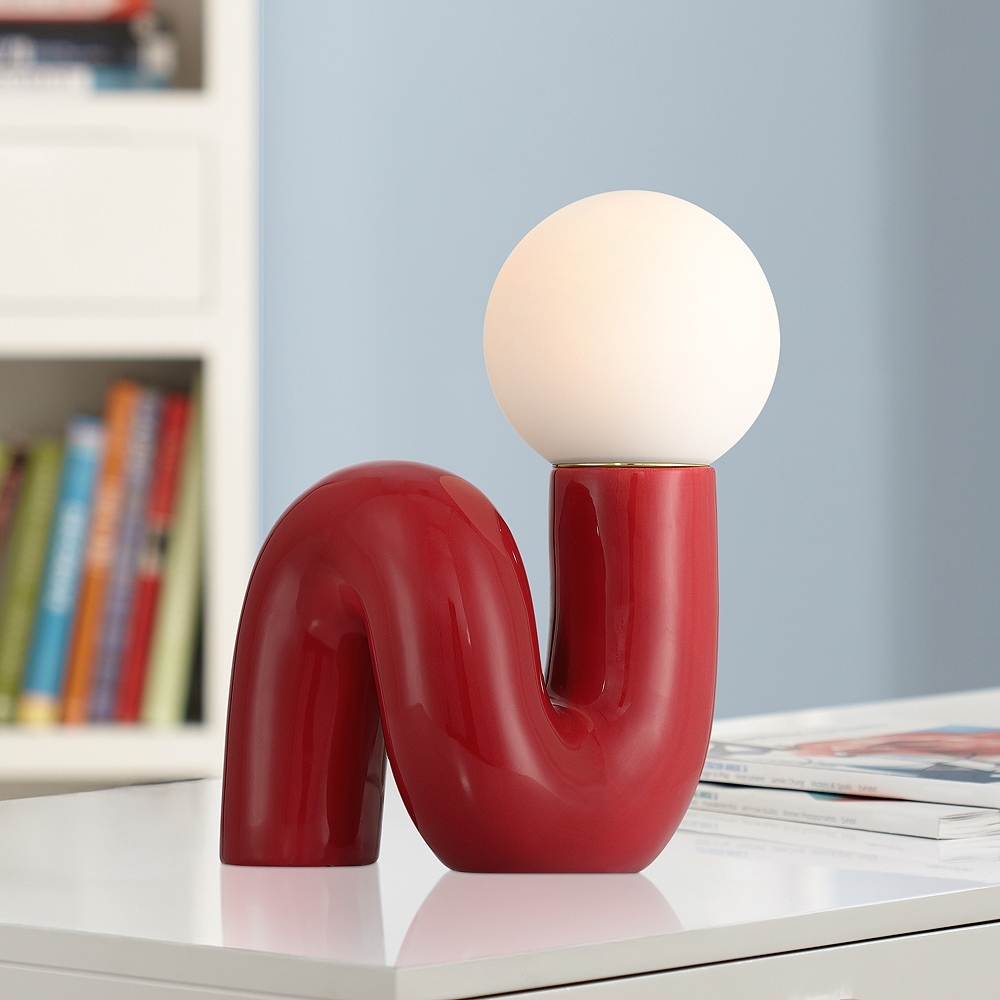 Fondant 11 3/4" High Velvet Red Accent Lamp - Image 0