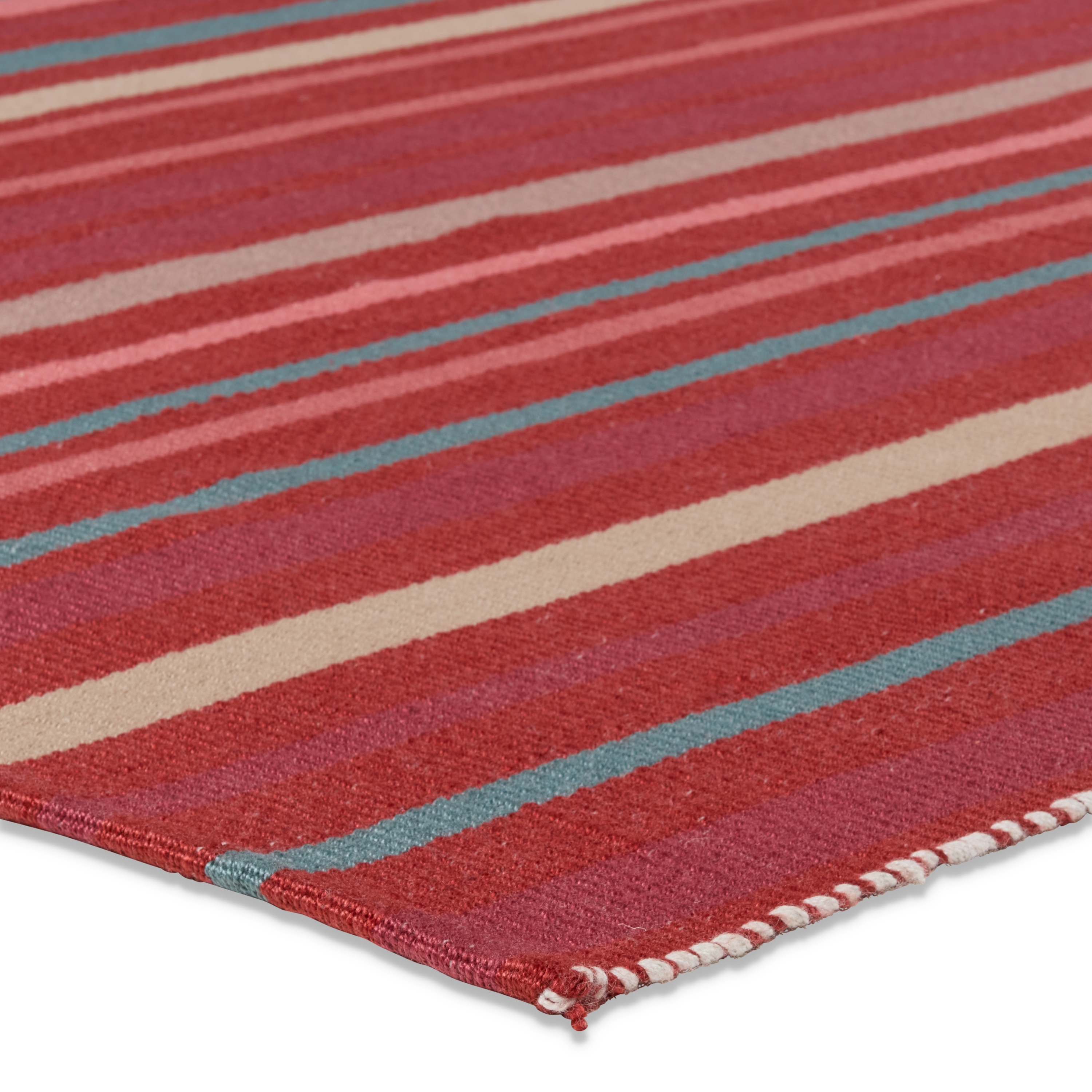 Vibe by Viviana Handmade Striped Red/Blue Runner Rug (3'X8') - Image 1