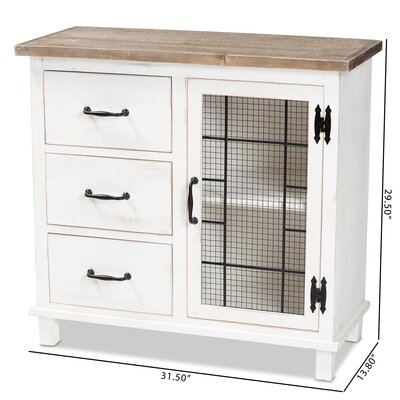 Allenna Classic And Traditional Farmhouse Two-Tone Distressed White And Oak Brown Finished Wood 3-Drawer Storage Cabinet - Image 0