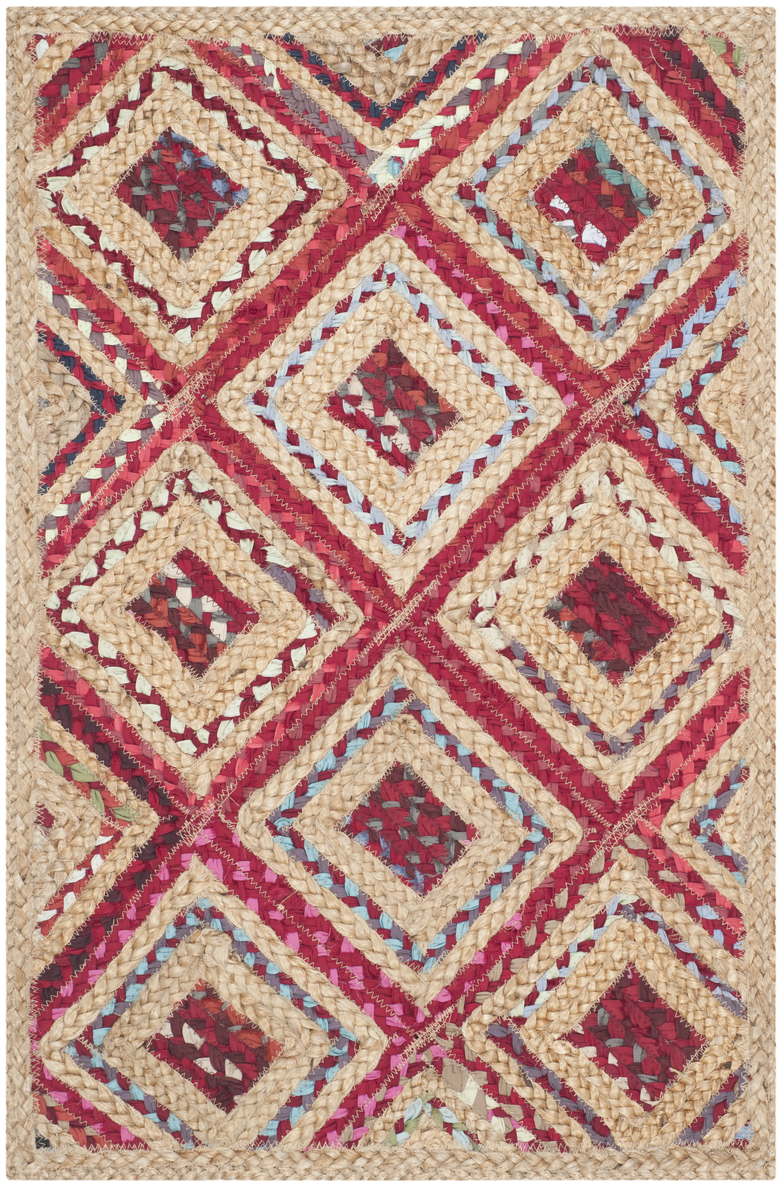 Arlo Home Hand Woven Area Rug, CAP354B, Natural/Red,  2' 3" X 4' - Image 0