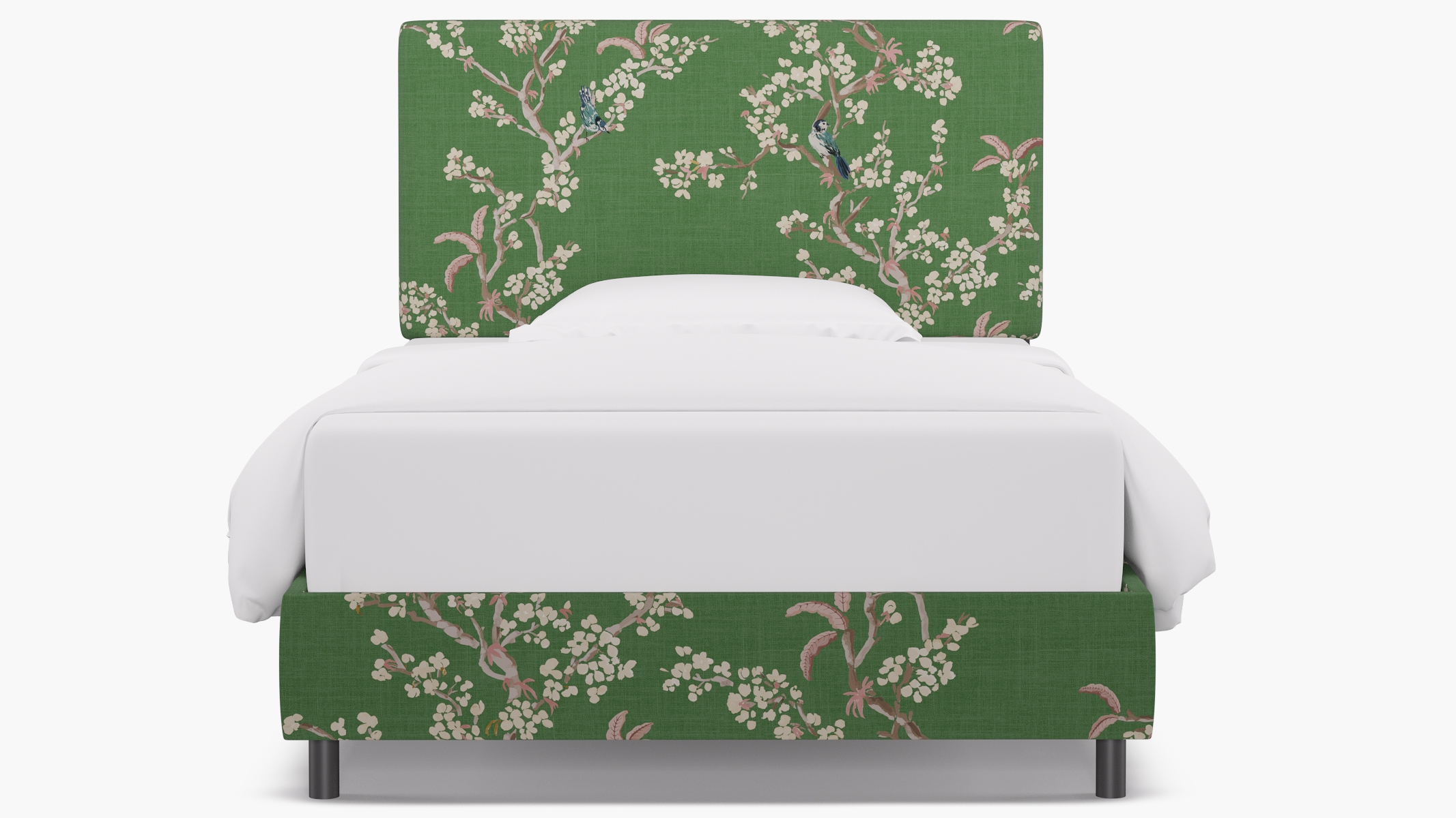 Square Back Bed, Jade Cherry Blossom, Full - Image 0