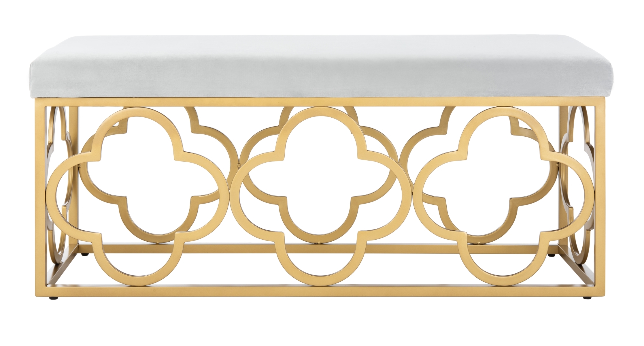 Fleur Rectangle Bench - Grey / Gold - Safavieh - Image 0