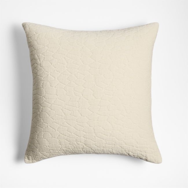 Ruched Jacquard Organic Cotton 20x20 Travertine Beige Throw Pillow Cover - Image 0