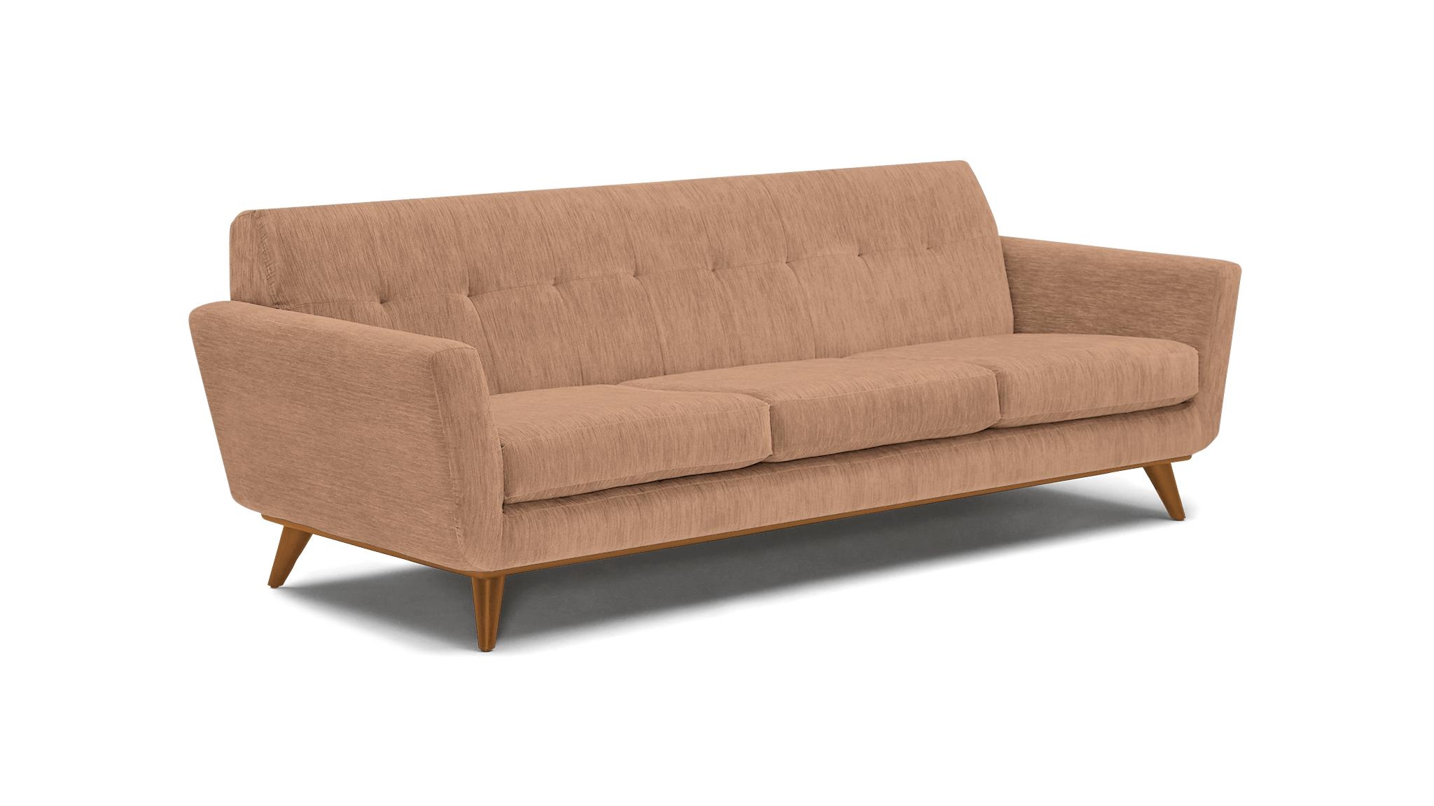 Pink Hughes Mid Century Modern Grand Sofa - Royale Blush - Mocha - Image 1