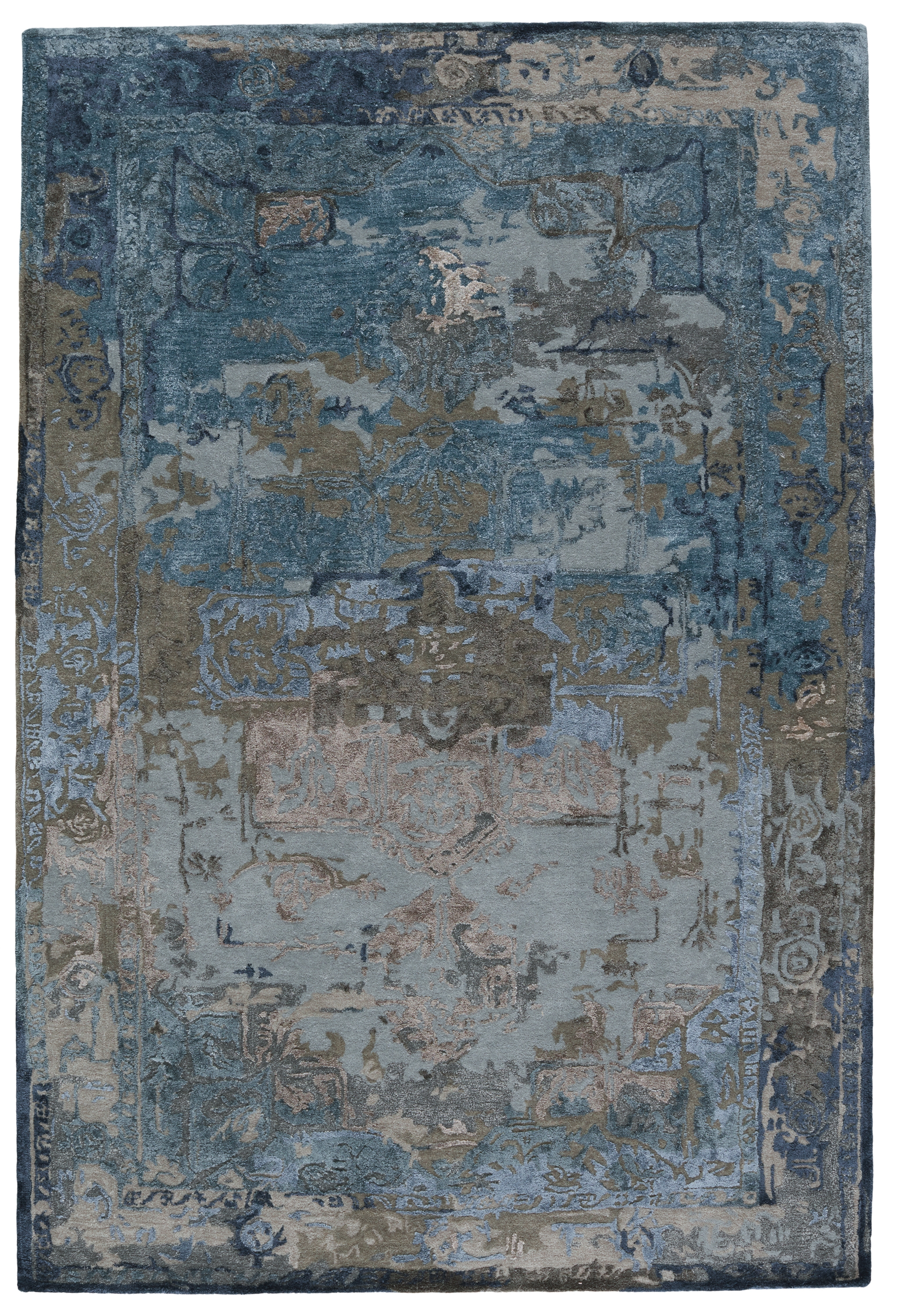 Margot Handmade Medallion Blue/ Gray Area Rug (5'X8') - Image 0