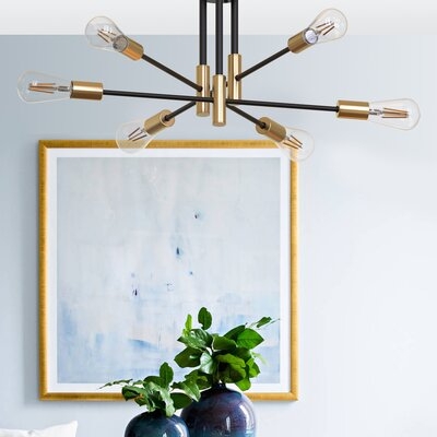 6 Light Black And Gold Vintage Sputnik Chandelier Light Fixture - Image 0