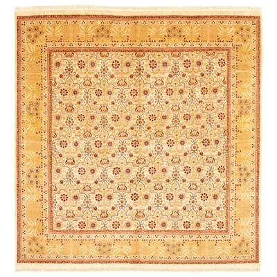 One-of-a-Kind Hand-Knotted New Age Pako Persian 18/20 Cream 8'1" x 8'4" Wool Area Rug - Image 0