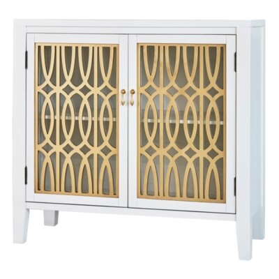 2-shelf Accent Cabinet White And Gold - Image 0