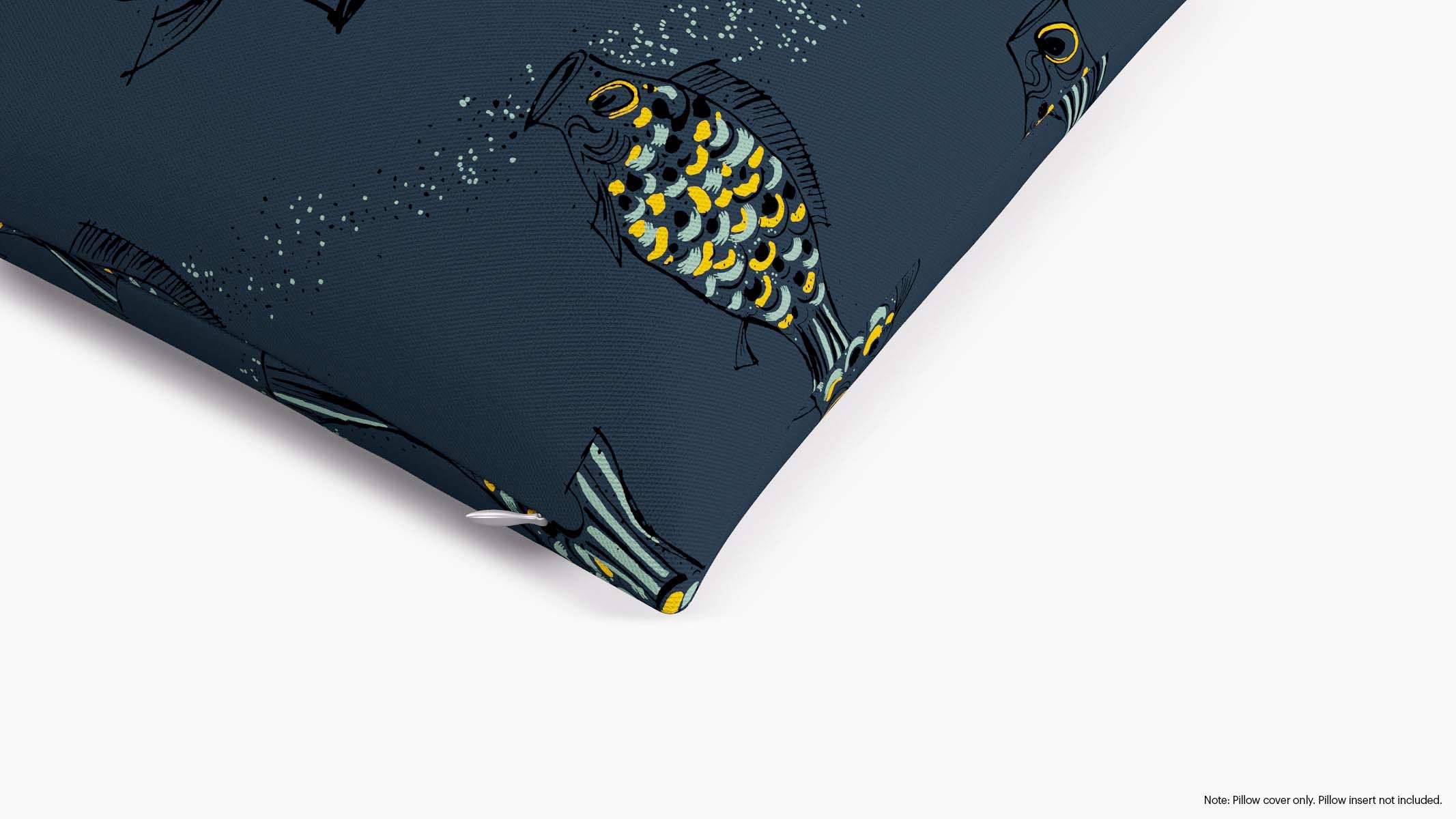 Throw Pillow Cover 18", Indigo Sakana, 18" x 18" - Image 1