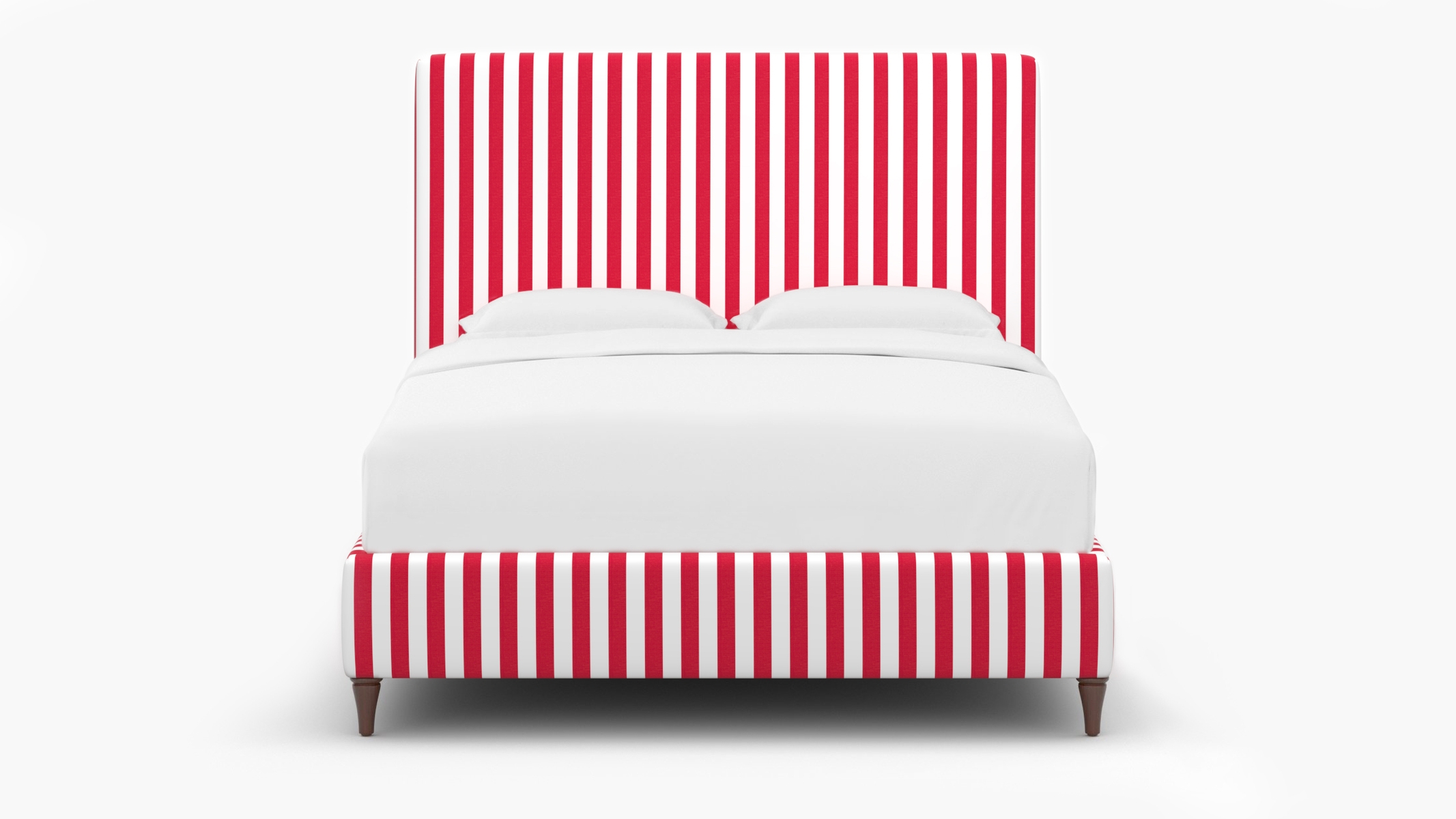 Classic Bed, Red Cabana Stripe, Walnut Decorative Tapered Leg, Full - Image 1