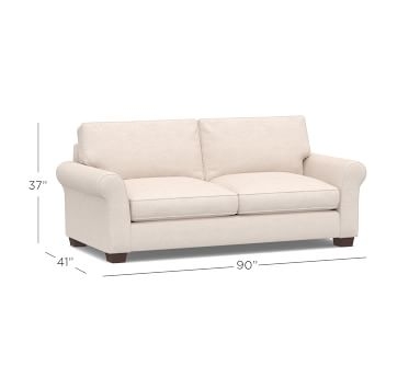 PB Comfort Roll Arm Upholstered Sofa 80", Box Edge Memory Foam Cushions, Textured Basketweave Black - Image 1