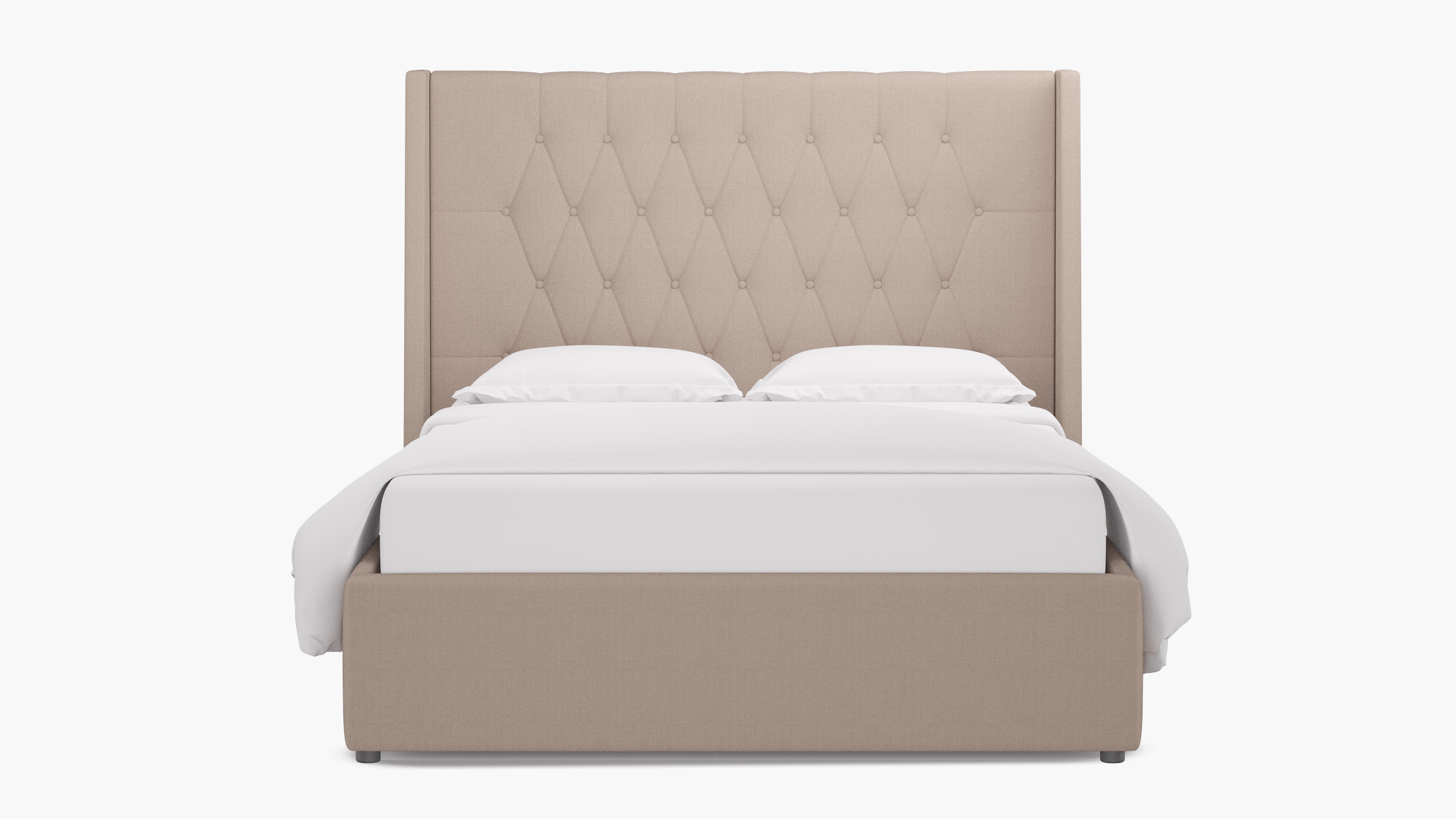 Tufted Wingback Bed, Husk Everyday Linen, Twin - Image 0