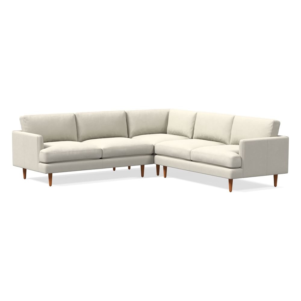 Haven Loft 104" 3-Piece L-Shaped Sectional, Sauvage Leather, Chalk, Pecan - Image 0