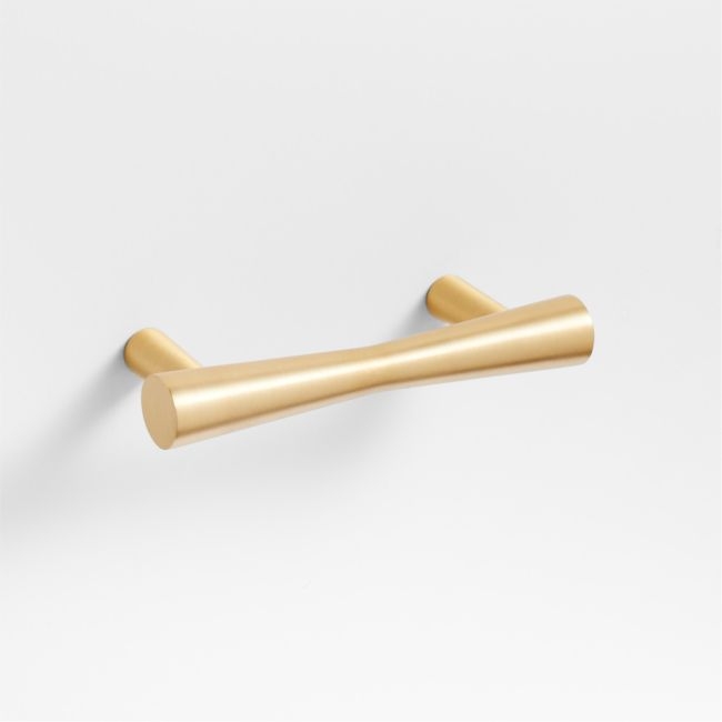 Tapered 3" Brushed Brass Cabinet Drawer Bar Pull - Image 0