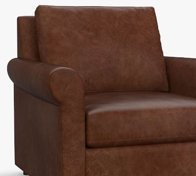 SoMa Sanford Roll Arm Leather Armchair, Polyester Wrapped Cushions, Churchfield Ebony - Image 5