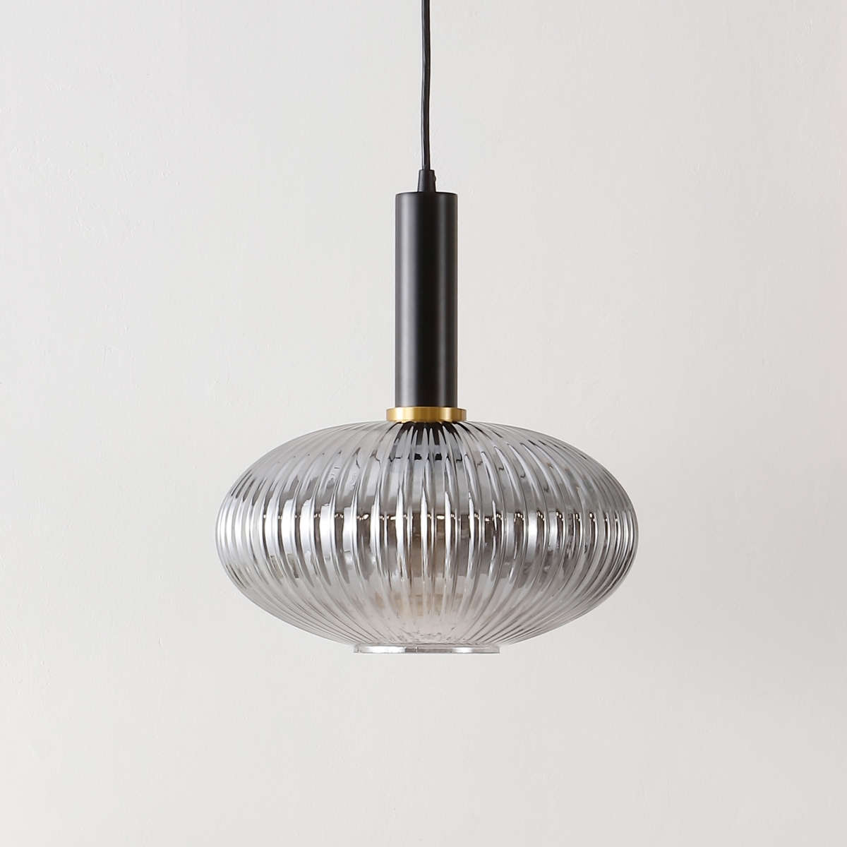 Zeon 12 Inch Pendant - Smoke Grey/Black - Safavieh - Image 3