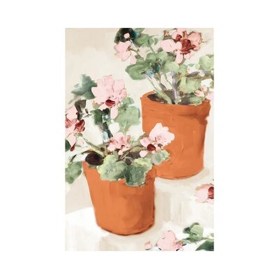 Potted Pink Geraniums by Jane Slivka - Wrapped Canvas Gallery-Wrapped Canvas Giclée - Image 0