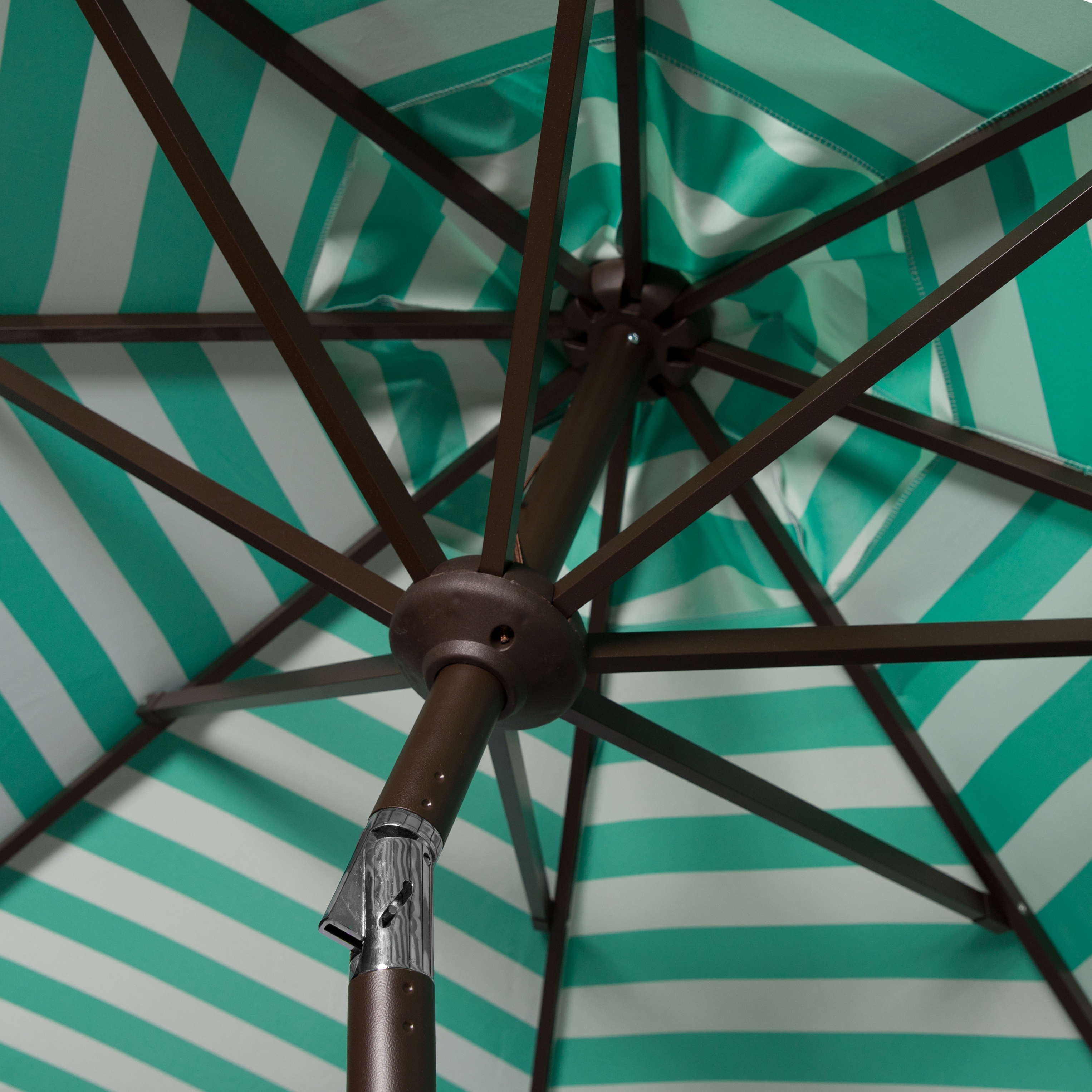 Athens Inside Out Striped 9Ft Crank Outdoor Auto Tilt Umbrella - Dark Green/White - Arlo Home - Image 2