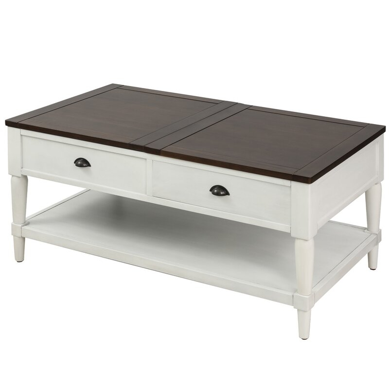 Sartell Lift Top Coffee Table with Storage, White - Image 1