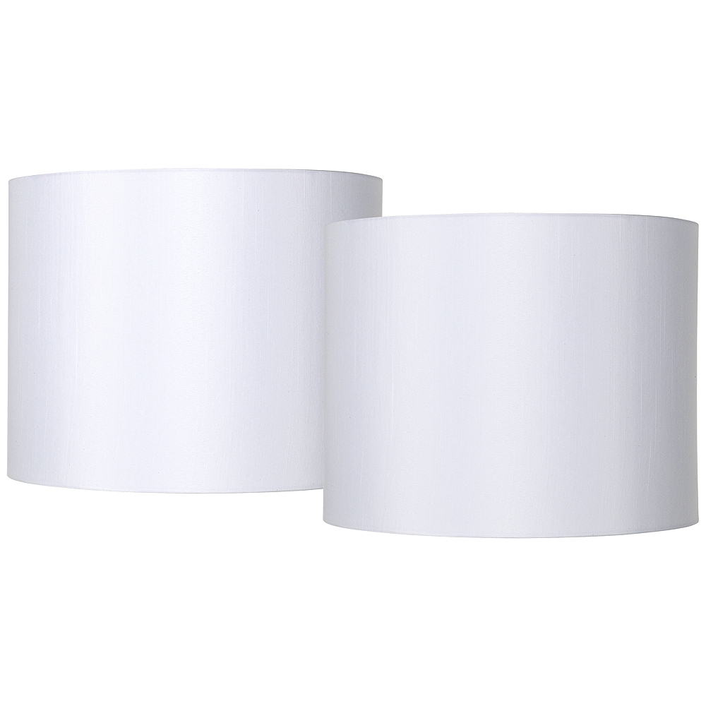 White Hardback Drum Lamp Shade 14x14x11 (Spider) Set of 2 - Image 0