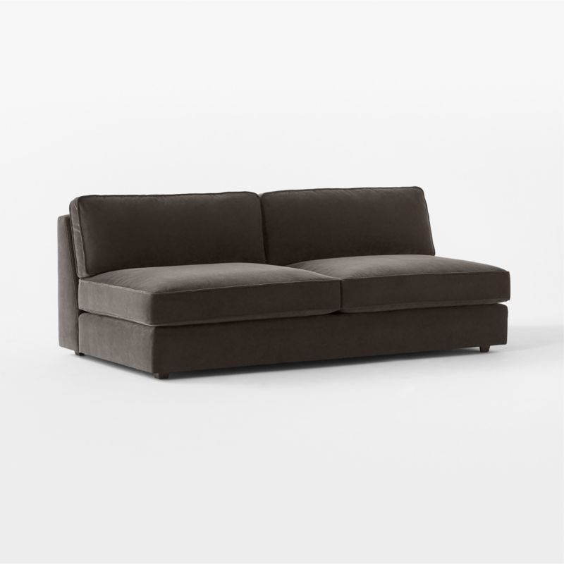 Malea Charcoal Grey Performance Fabric Armless Loveseat - Image 2