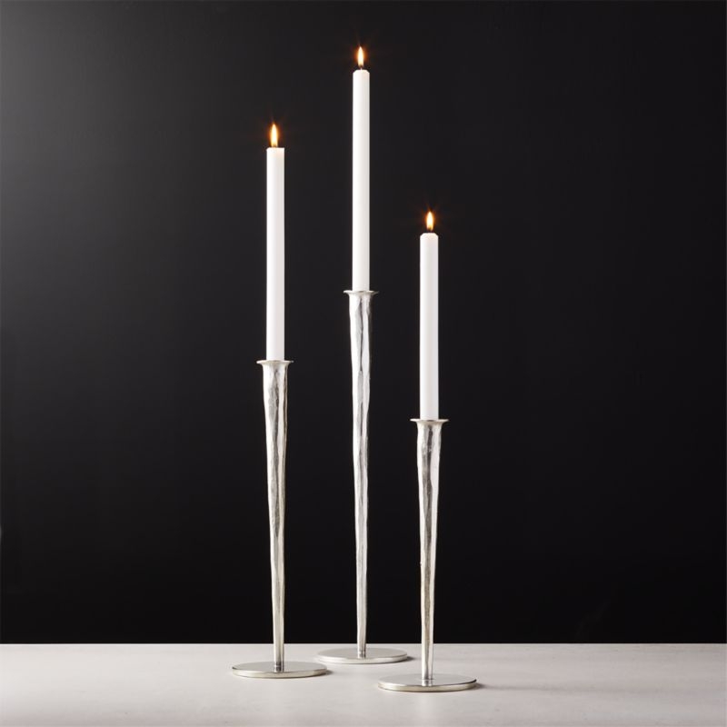 Forged Silver Taper Candle Holder Medium - Image 1
